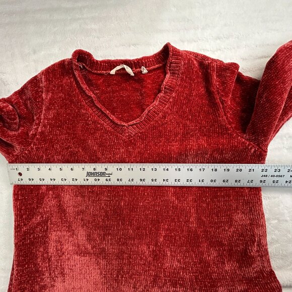 Soft Surroundings Women Chenille V-Neck Sweater Large Red Orange Pullover Casual - Picture 6 of 7